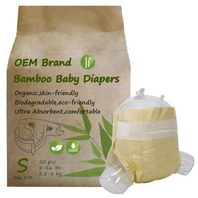 Tecido de bambu orgânico 100% biodegradável fraldas descartáveis para bebês fabricante OEM