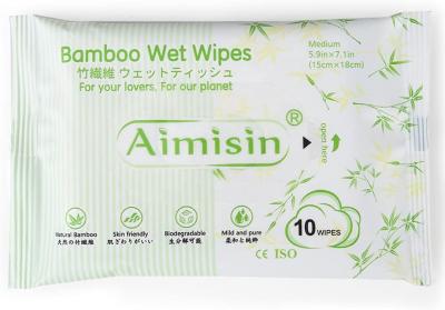 Lenços umedecidos biodegradáveis de bambu ecológicos não branqueados para bebês